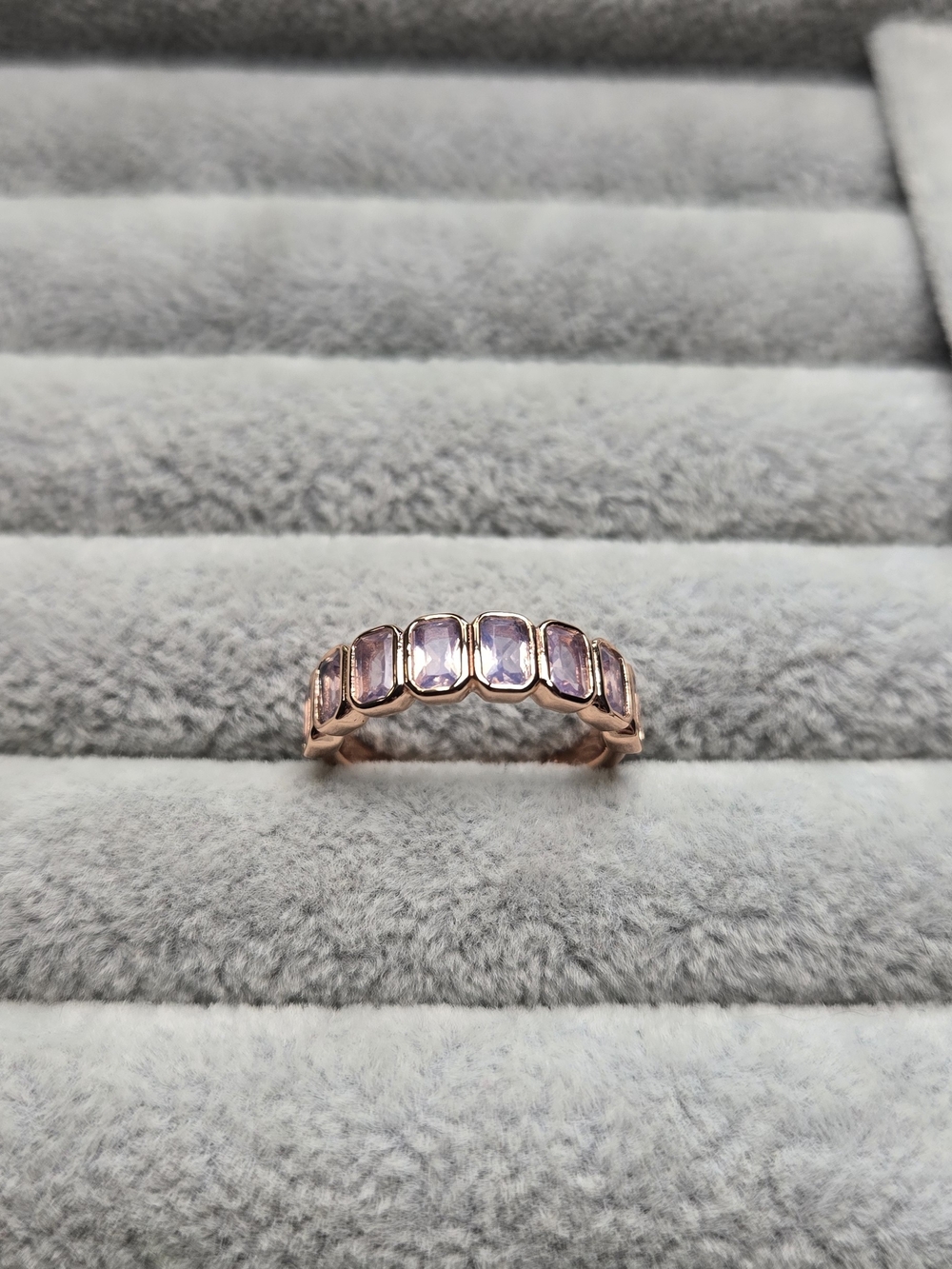 Size 6 Lavender Topaz Rose Gold Plated Bomb Party Ring